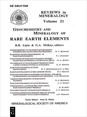 cover image of Geochemistry and Mineralogy of Rare Earth Elements
